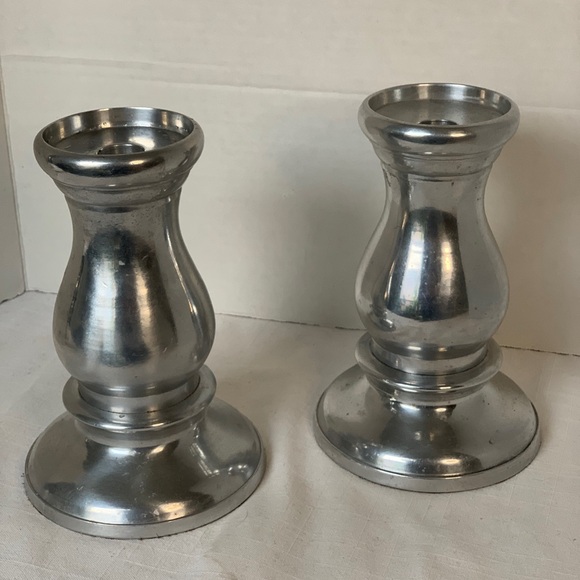 METAL CANDLEHOLDERS | Set of 2 | Chunky Pillar or Taper - Picture 1 of 5